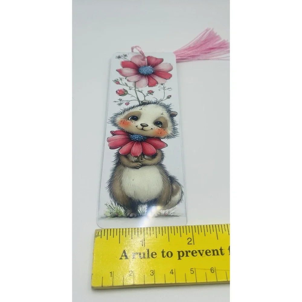 Cute Baby Chipmunk Aluminum Bookmark With Tassel. 6X2
